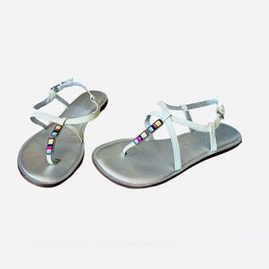 Brighton Oslo Women’s Sandals Silver Enamel Size 6.5